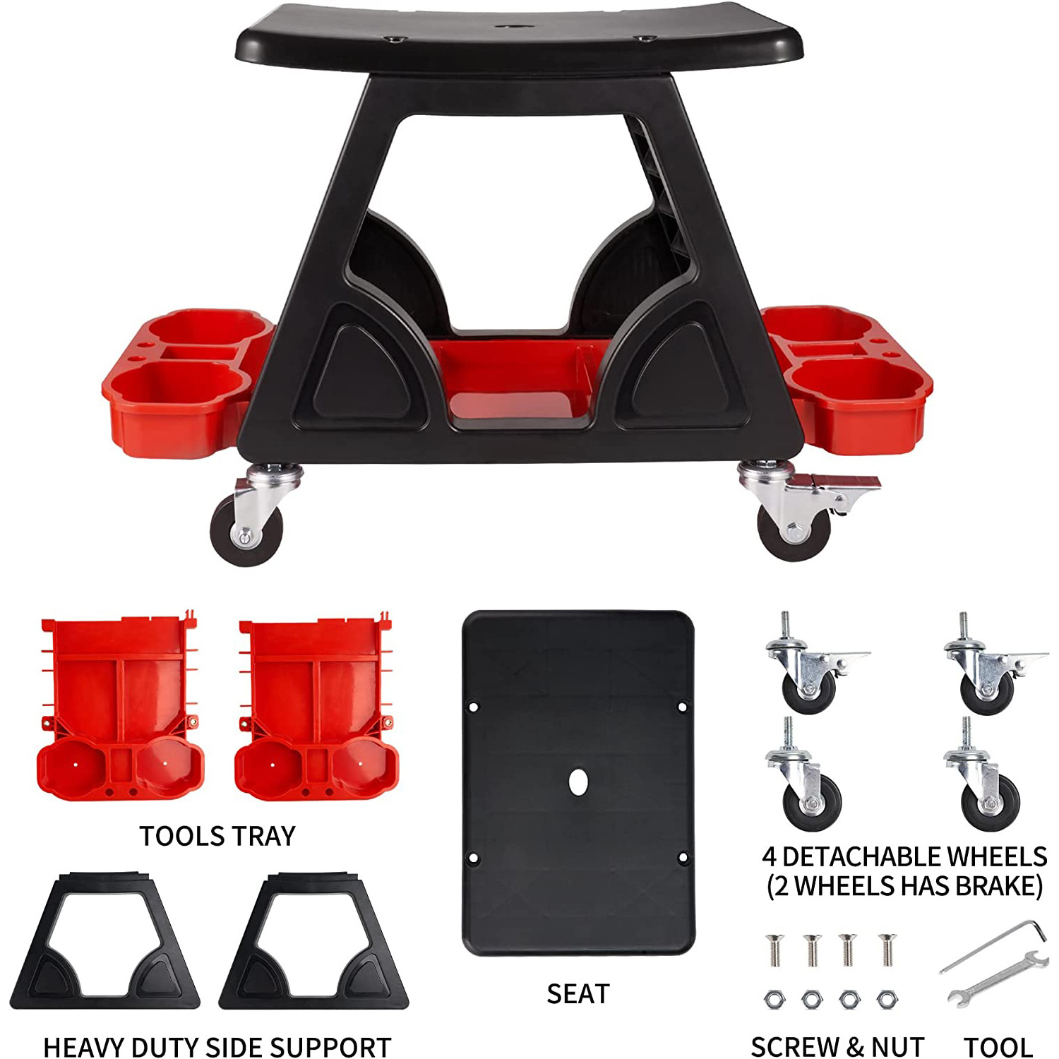 Detailing Seat Car Heavy Duty Rolling Seat And Rolling Garage Stool Mechanics Rolling Stool Creeper Seat