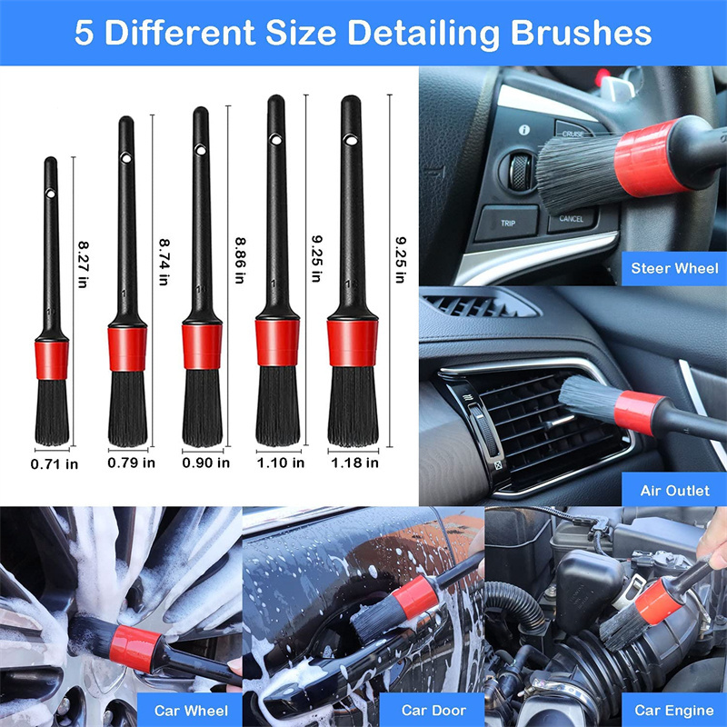 19 PCS Detailing Brushes Car Wash Brush Kit For Cleaning Automotive Cleaning Wheels Interior And Exterior