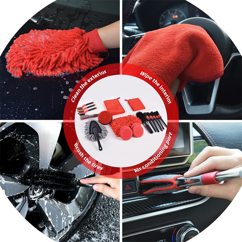 High Quality Car Wash Brush Set Long Handle Car Detailing Brush Car Wash Brush for Interior Cleaning Wheel Gap