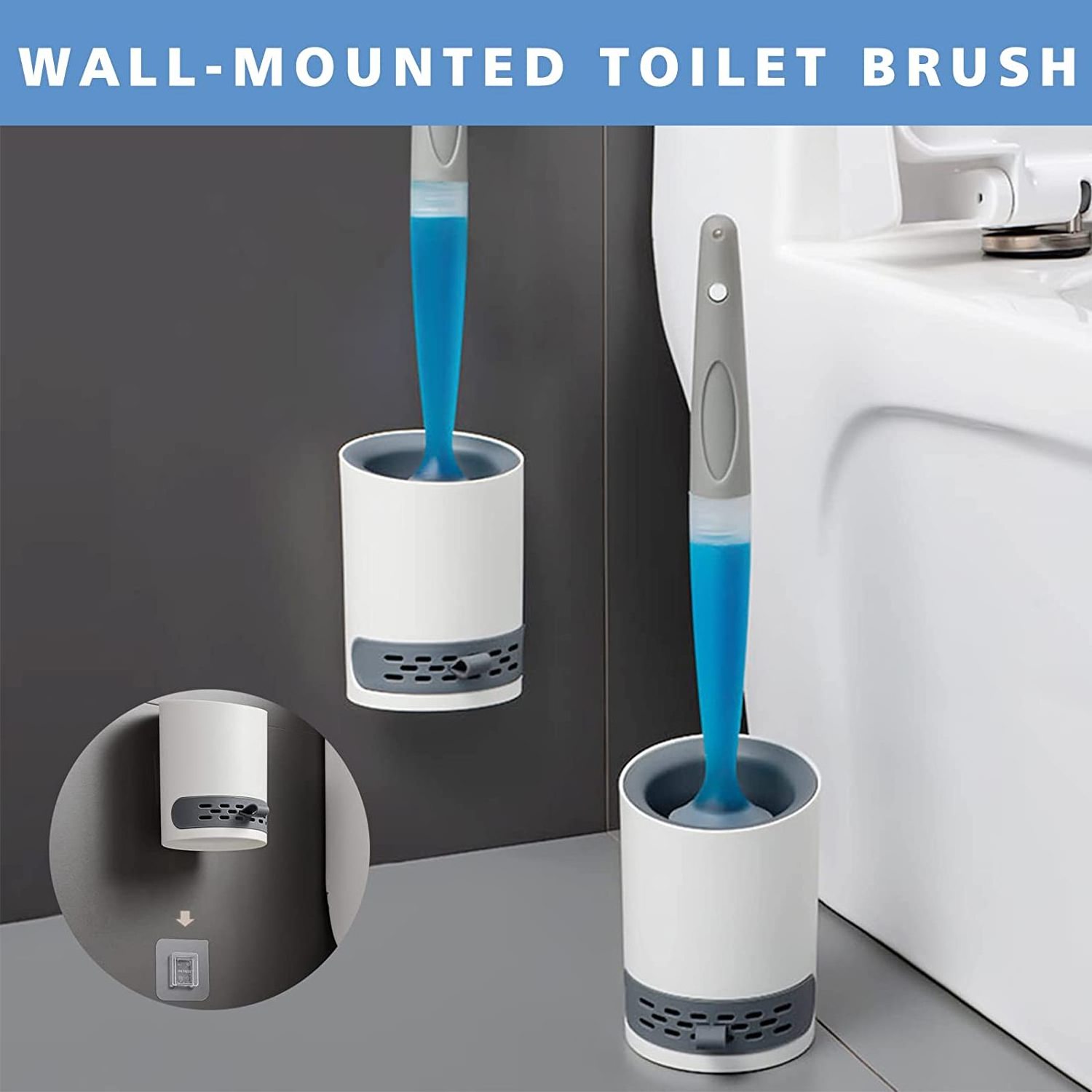 Hot Sales Silicone Toilet Brush For Cleaning Bathroom with Soap Dispenser Refillable Liquid Dispenser Wall Mounting