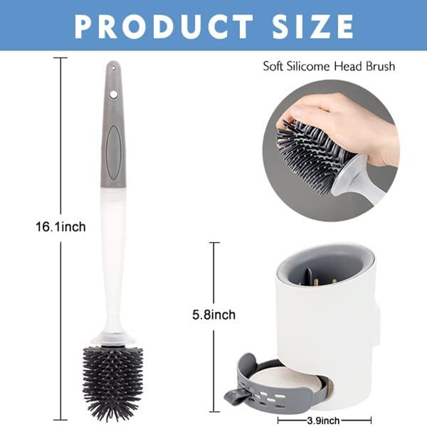 Hot Sales Silicone Toilet Brush For Cleaning Bathroom with Soap Dispenser Refillable Liquid Dispenser Wall Mounting