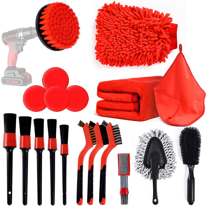 High Quality Car Wash Brush Set Long Handle Car Detailing Brush Car Wash Brush for Interior Cleaning Wheel Gap