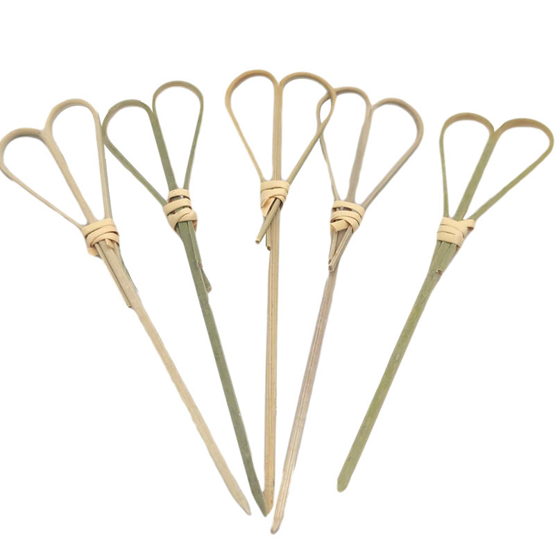 High Quality Disposable Fancy Knotted Bamboo Dessert Forks Sticks For Party Bbq Supplies