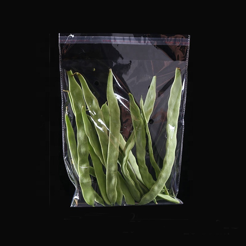 custom transparent self adhesive opp vegetable lettuce plastic packaging cpp bag