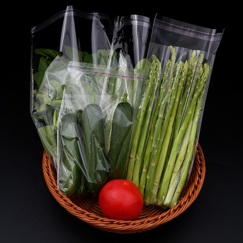 custom transparent self adhesive opp vegetable lettuce plastic packaging cpp bag