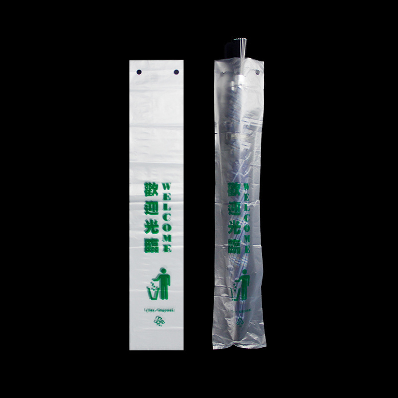 Disposable plastic clear umbrella bag with gravure printing wet umbrella bagging station compostable bags