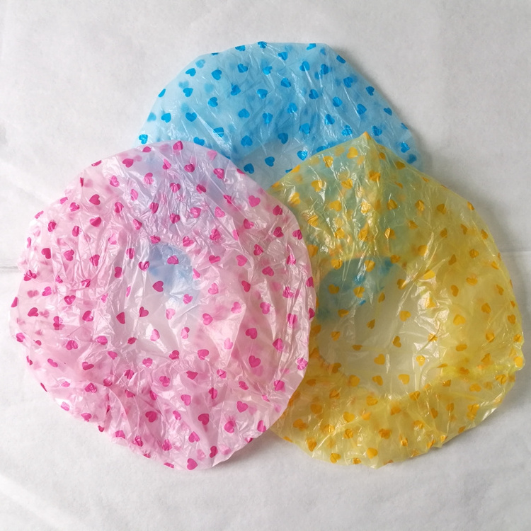 Spa Salon Disposable Plastic elastic clear bath shower cap waterproof