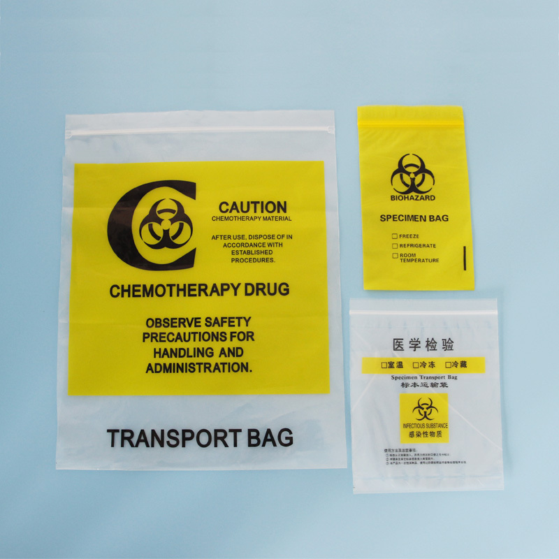 disposable Chemotherapy bag biohazard specimen bag for hospital and lab