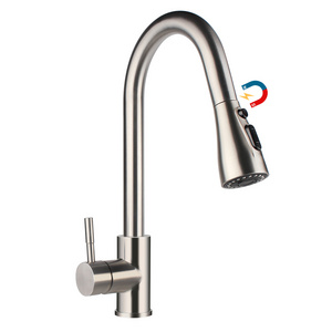 Aquacubic CUPC 304 Stainless Steel Brushed Nickel Magnetic Docking Pull Down sprayer Kitchen Faucet