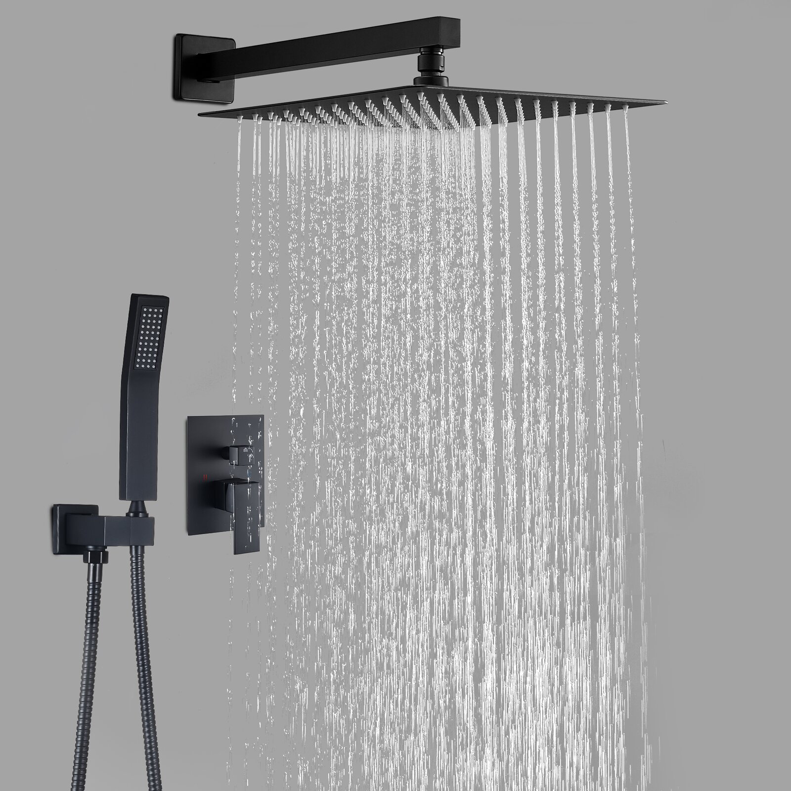 Luxury Brass Concealed Bathroom Rain Mixer Shower Faucet Combo Set Wall Mounted Rainfall Shower Head System