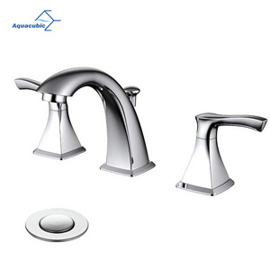 Aquacubic American WaterSaver 8 inches Widespread 3 holes UPC WRAS Chrome Brass Bathroom Basin Faucet