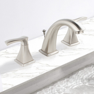 Aquacubic new design Bathroom Widespread 3 holes faucet Surface Brushed Nickel Wash Basin Faucet