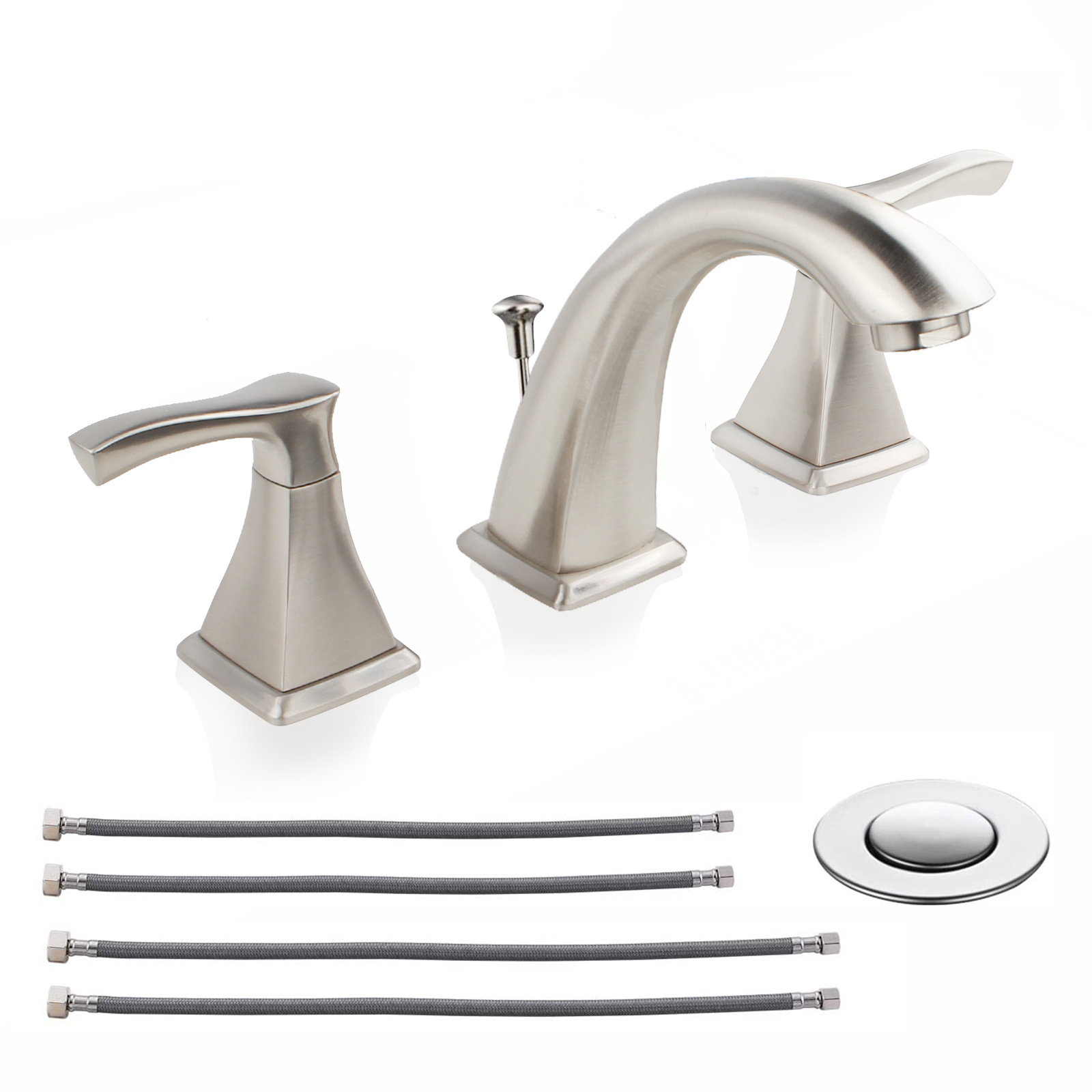 Aquacubic new design Bathroom Widespread 3 holes faucet Surface Brushed Nickel Wash Basin Faucet