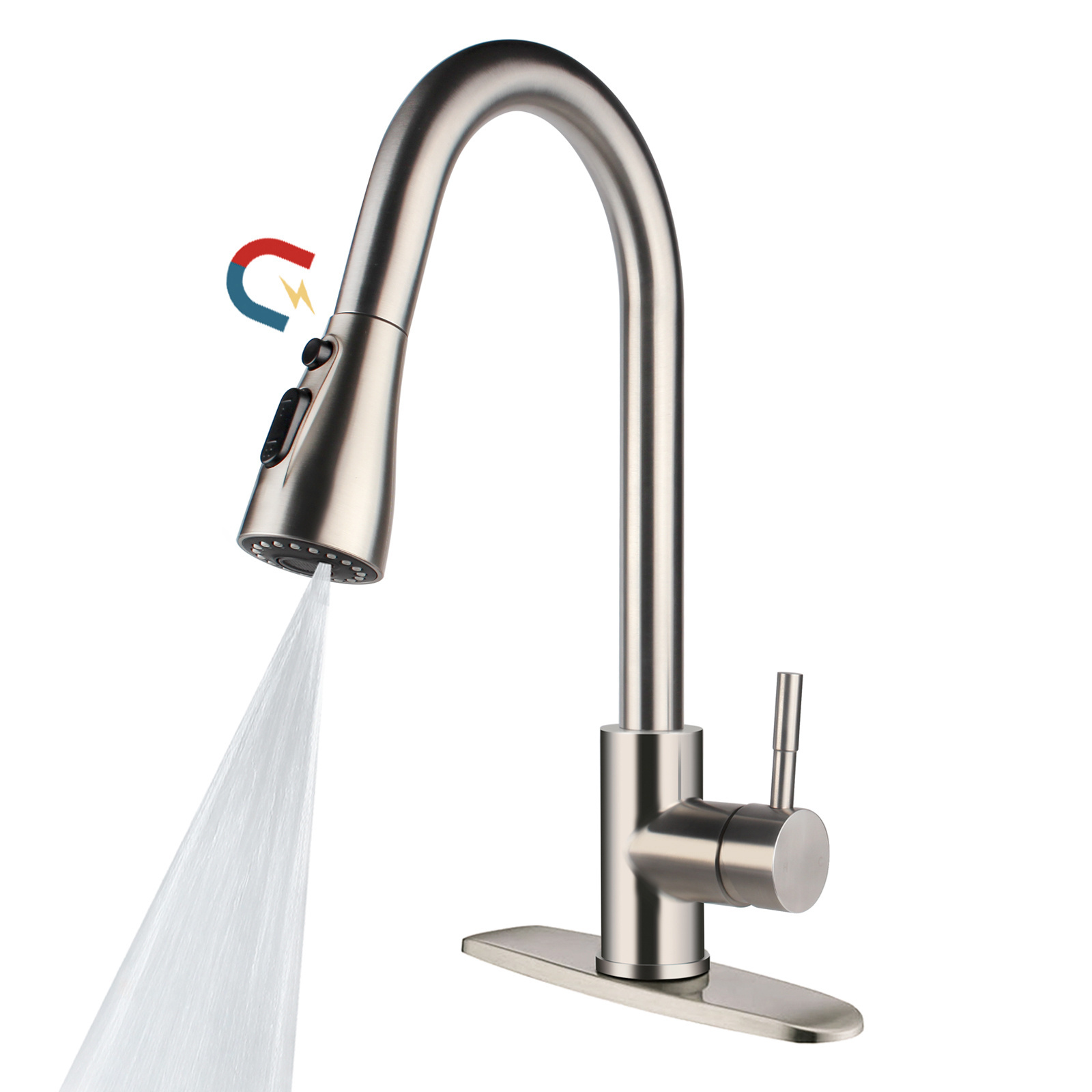 American cUPC pull out spray deck mounted flexible gooseneck faucets modern Magnetic kitchen faucet