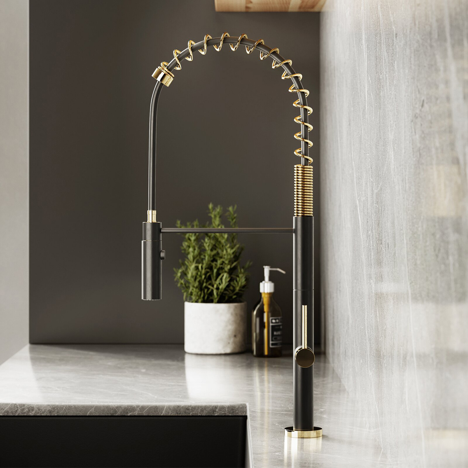 New Luxury Thin Body Design CUPC Certified Pull Down Spray Brass Kitchen Faucet Tap