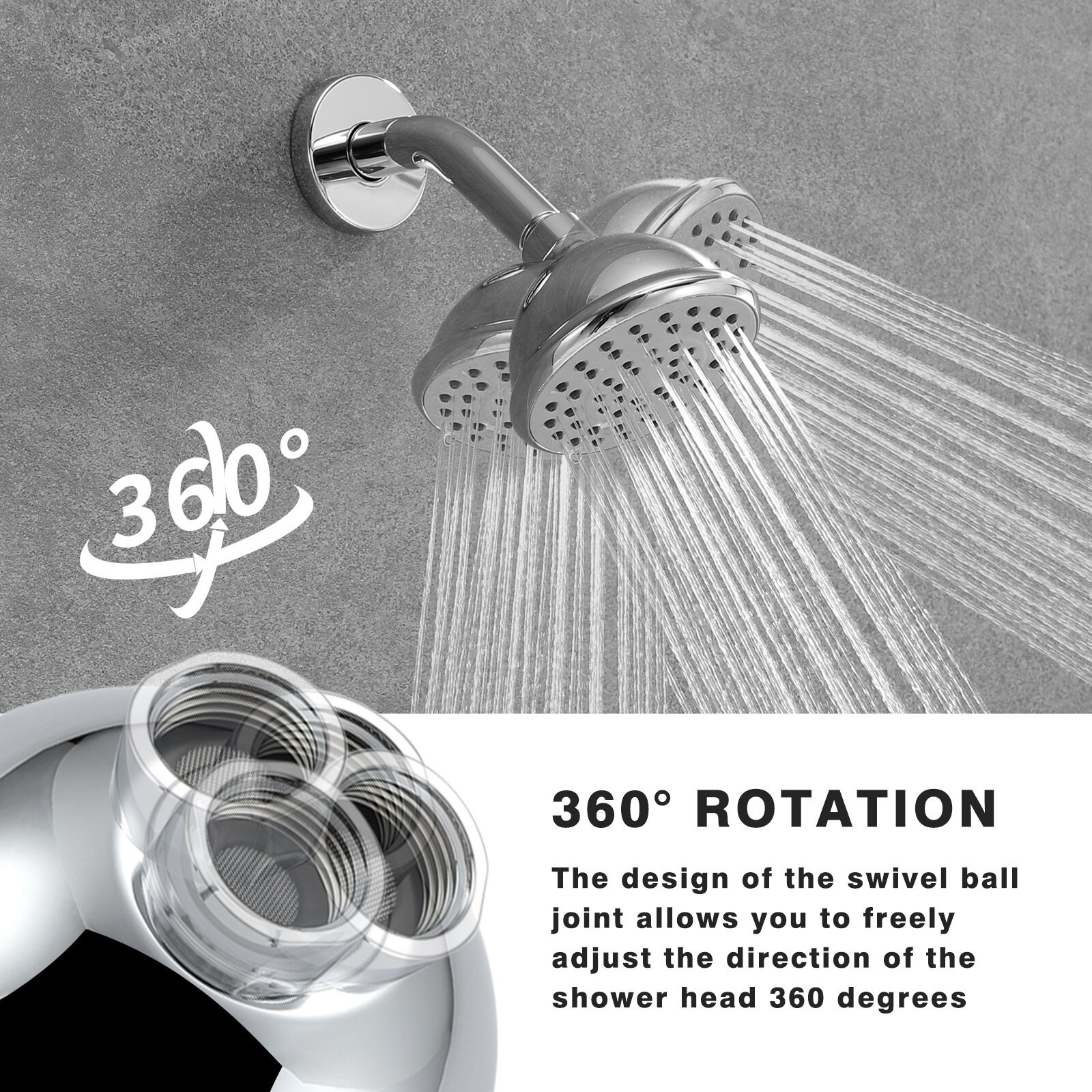 Aquacubic Shower Head Rainfall Waterfall Mounted Bathroom Thermostatic Shower Faucet