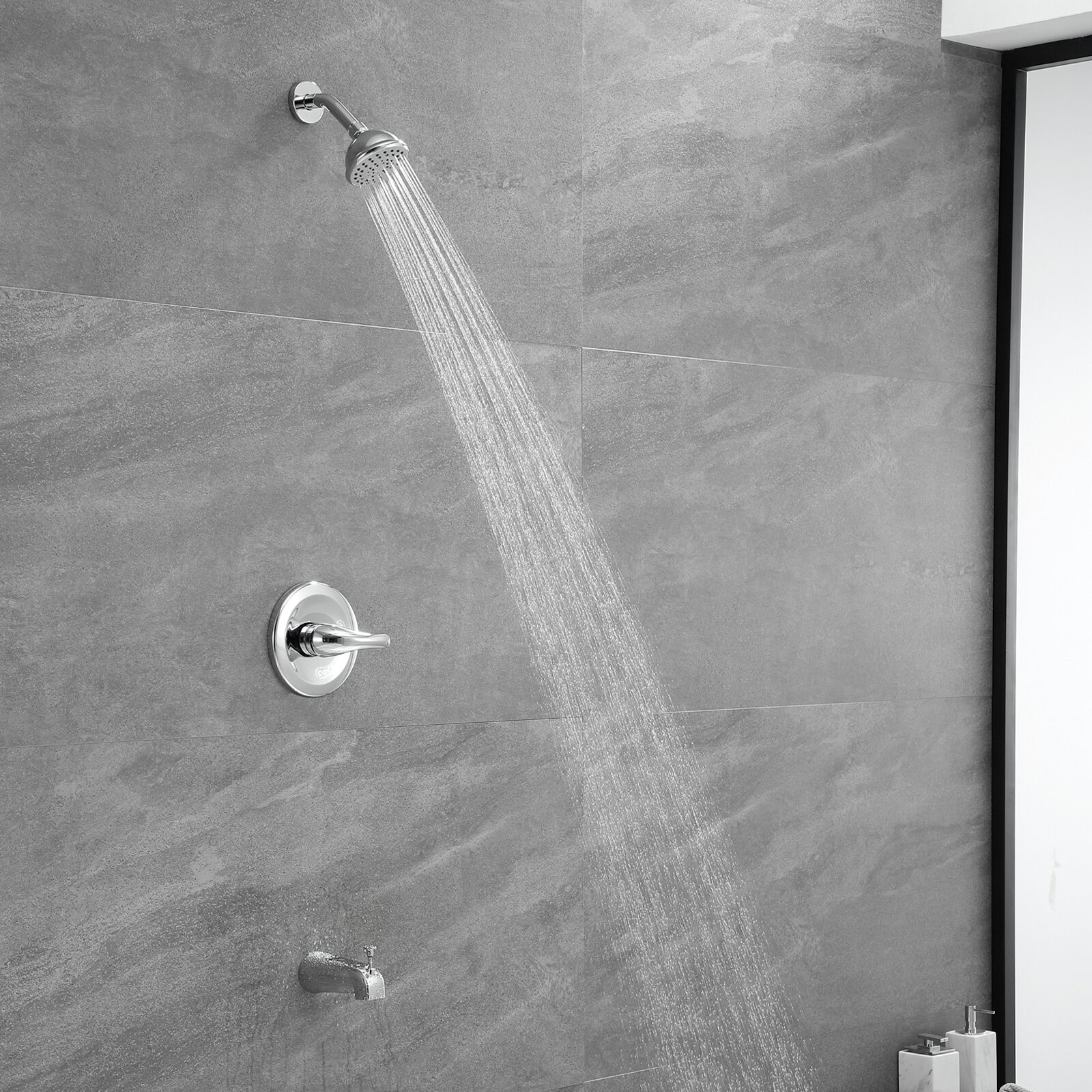 Aquacubic Shower Head Rainfall Waterfall Mounted Bathroom Thermostatic Shower Faucet