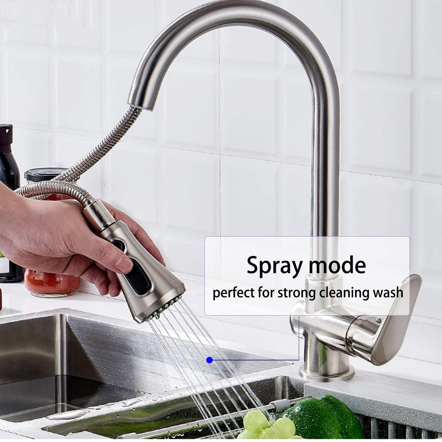 Aquacubic 3 Functions Kitchen Faucet Sprayer Head Pull Out Sink Faucet Spray Head Pull Down Faucet Nozzle Spout