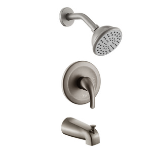 Wall Mounted Concealed Brass Bathroom Shower Faucet Trim Kits Pressure Balance Valve and tub spout with diverter