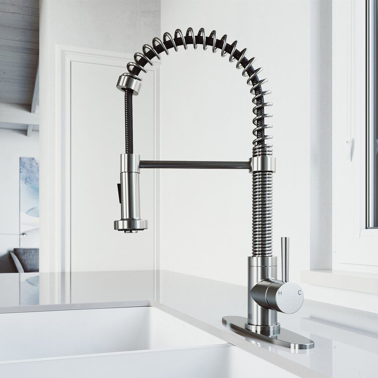 New American CUPC Approved Pull Out Spring Loaded Kitchen Sink Mixer Tap