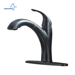 Modern Small Oil Rubbed Bronze RV Single Handle Sink Pull Out Sprayer Kitchen Faucets with Deck Plate