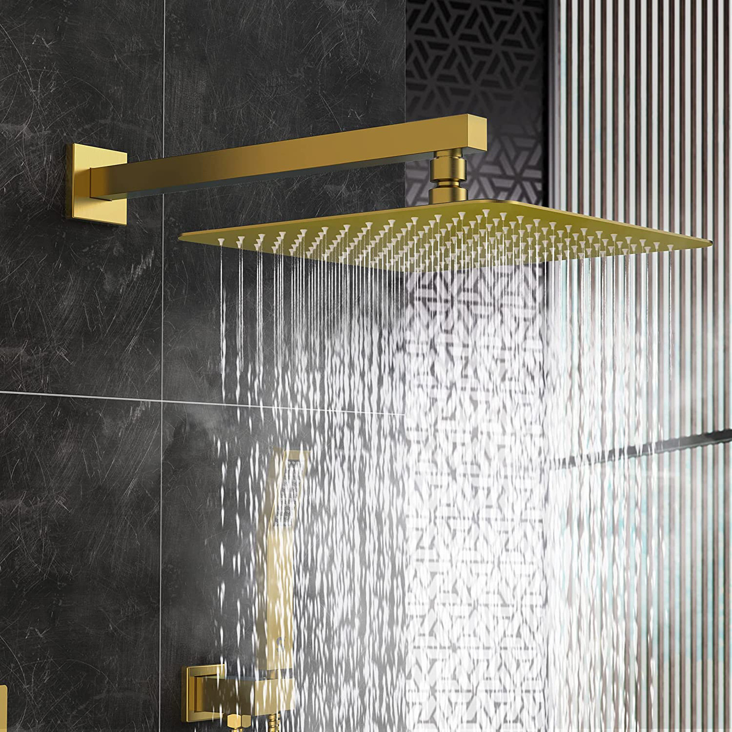 AQUACUBIC Wall Mounted Shower Faucets Brass Bathroom concealed Shower Faucet Mixer Set with Rain Shower Head