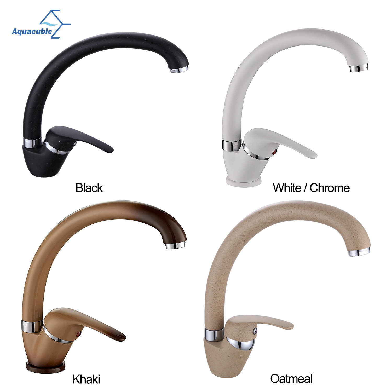 Hot and Cold Water Only Kitchen Faucet High Arc Gooseneck 360 Degree Rotation Spout Basin Tap with Thread Pipe