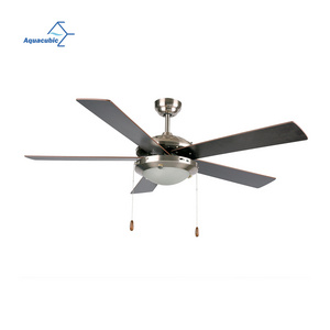 Aquacubic 52" Indoor/Outdoor , 5 Blades, Brushed Polished Nickel Damp Location Ceiling Fan with Light Kit