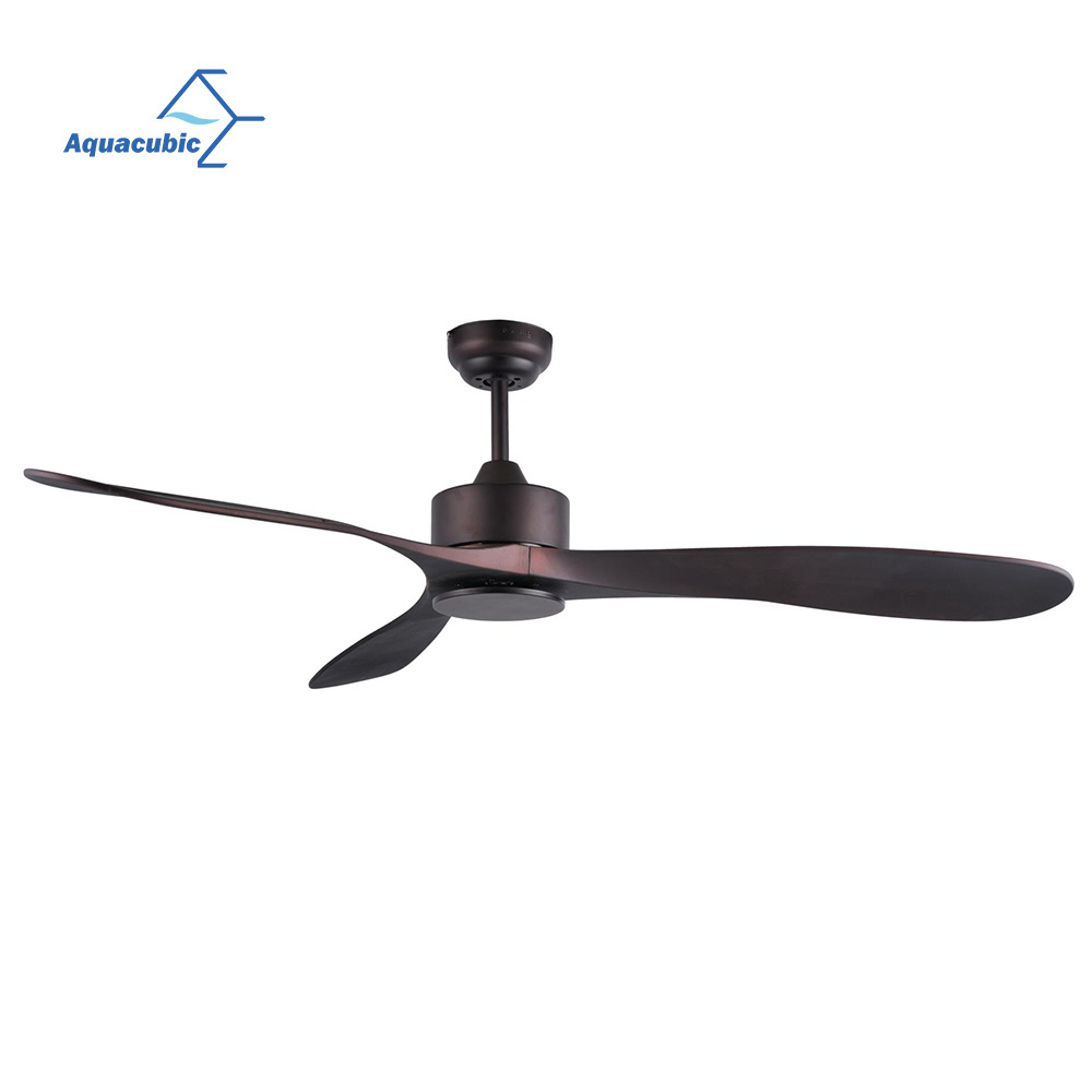 52 Inch Outdoor Black Ceiling Fan with Lights and Remote Control for Farmhouse/ Patios, 3 Walnut Wood Blades