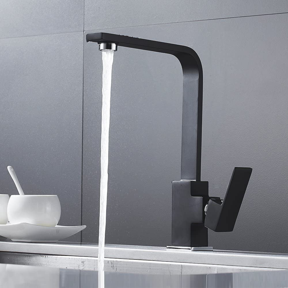 Aquacubic cheap 304 Stainless Steel Black Single hole kitchen faucet kitchen mixer tap