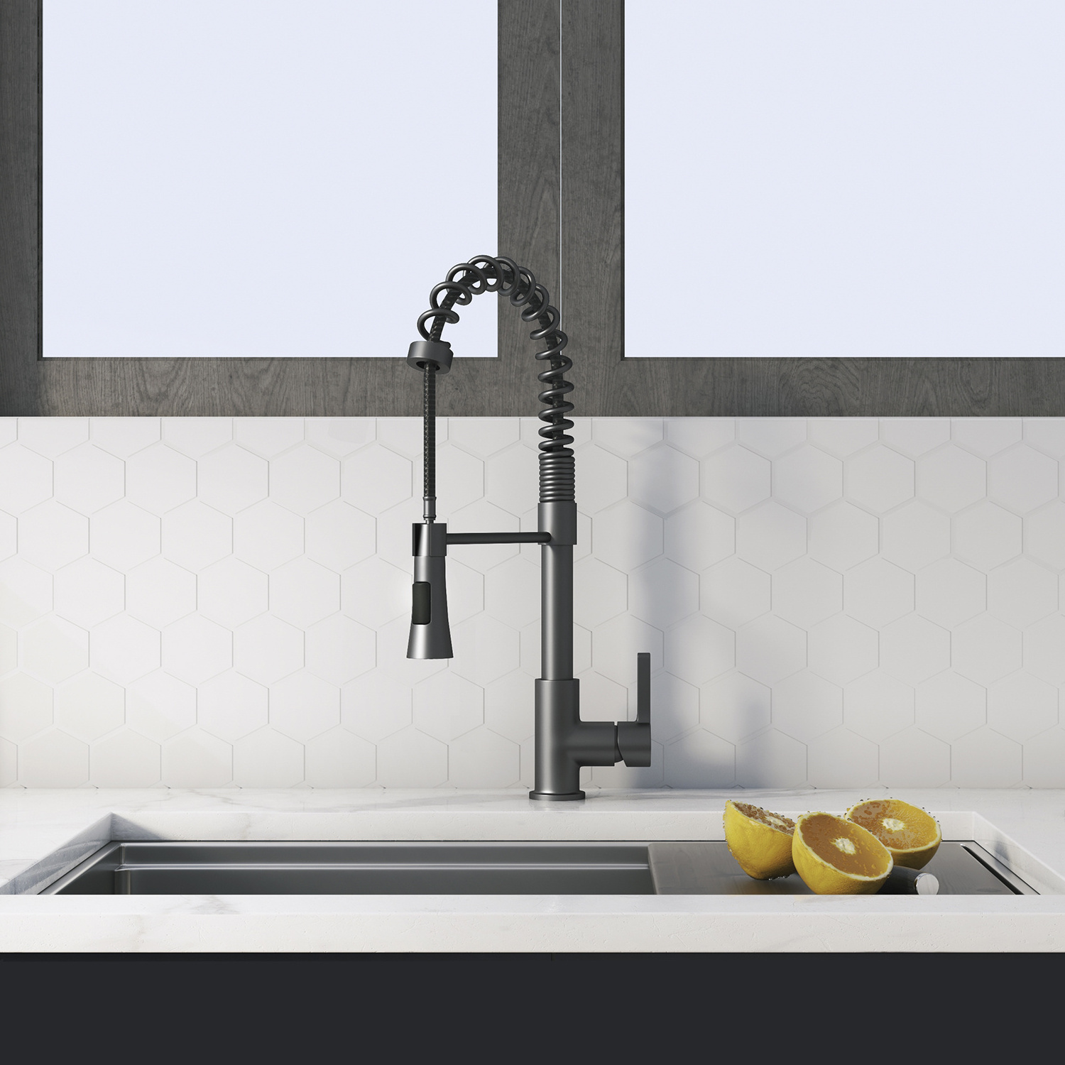 Modern Style Gunmetal Black UPC brass kitchen Taps Pull Down Kitchen Sink Faucet With Sprayer