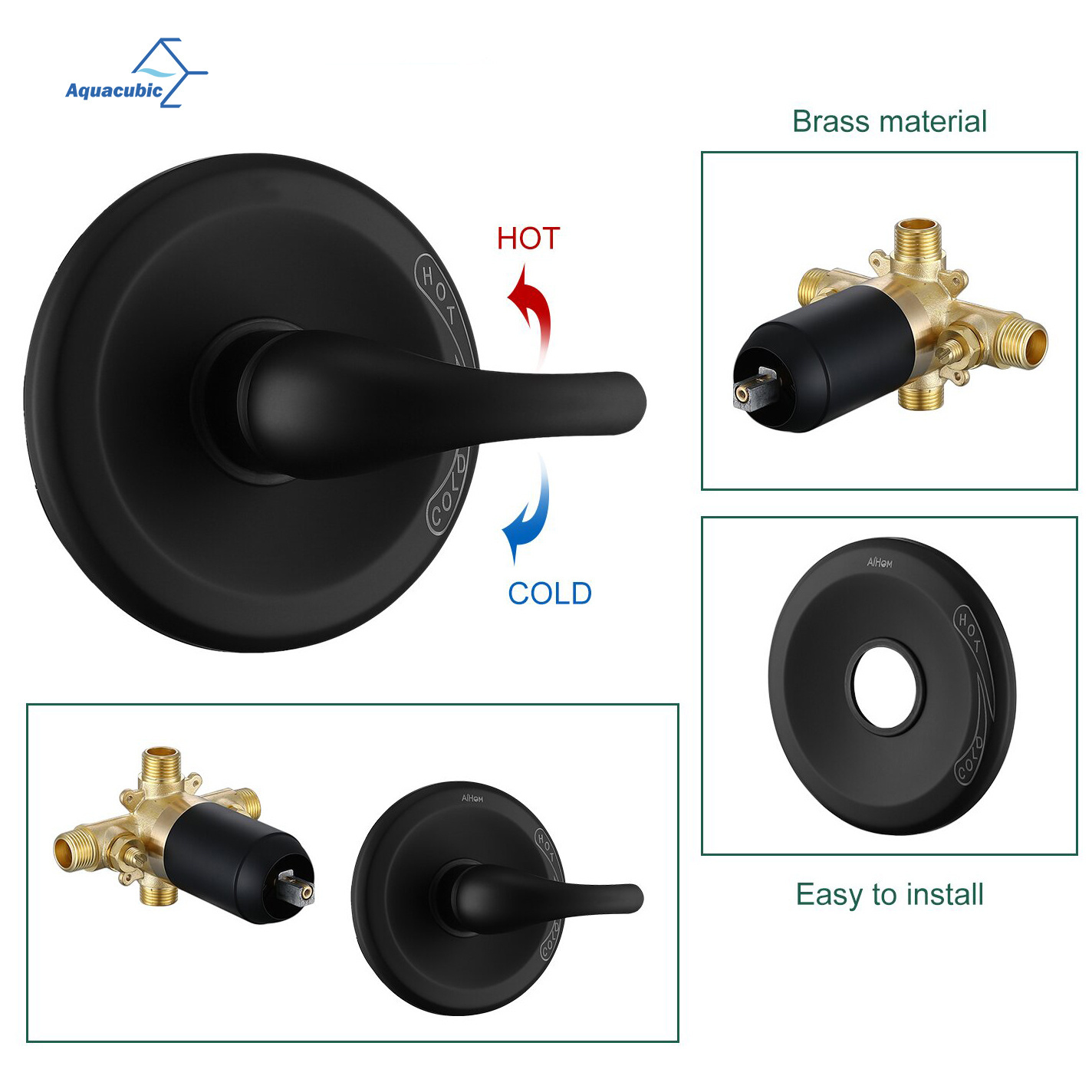 Aquacubic RV Waterfall Mounted Bathroom Complete Shower System with Rough-in Valve