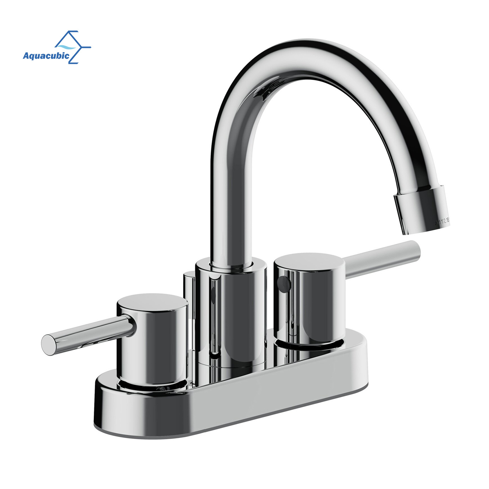 Aquacubic Modern 3 Hole Stainless steel Lavatory Faucet 4 Inch Centerset 2 Handle RV Bathroom Faucet