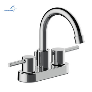 Aquacubic Modern 3 Hole Stainless steel Lavatory Faucet 4 Inch Centerset 2 Handle RV Bathroom Faucet