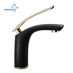 Modern Faucets Black Single Hole Gold handle Single Handle Brass Faucet Water Basin Faucets