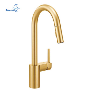 Aquacubic North American cUPC pull down sprayer kitchen faucet in Brushed Gold