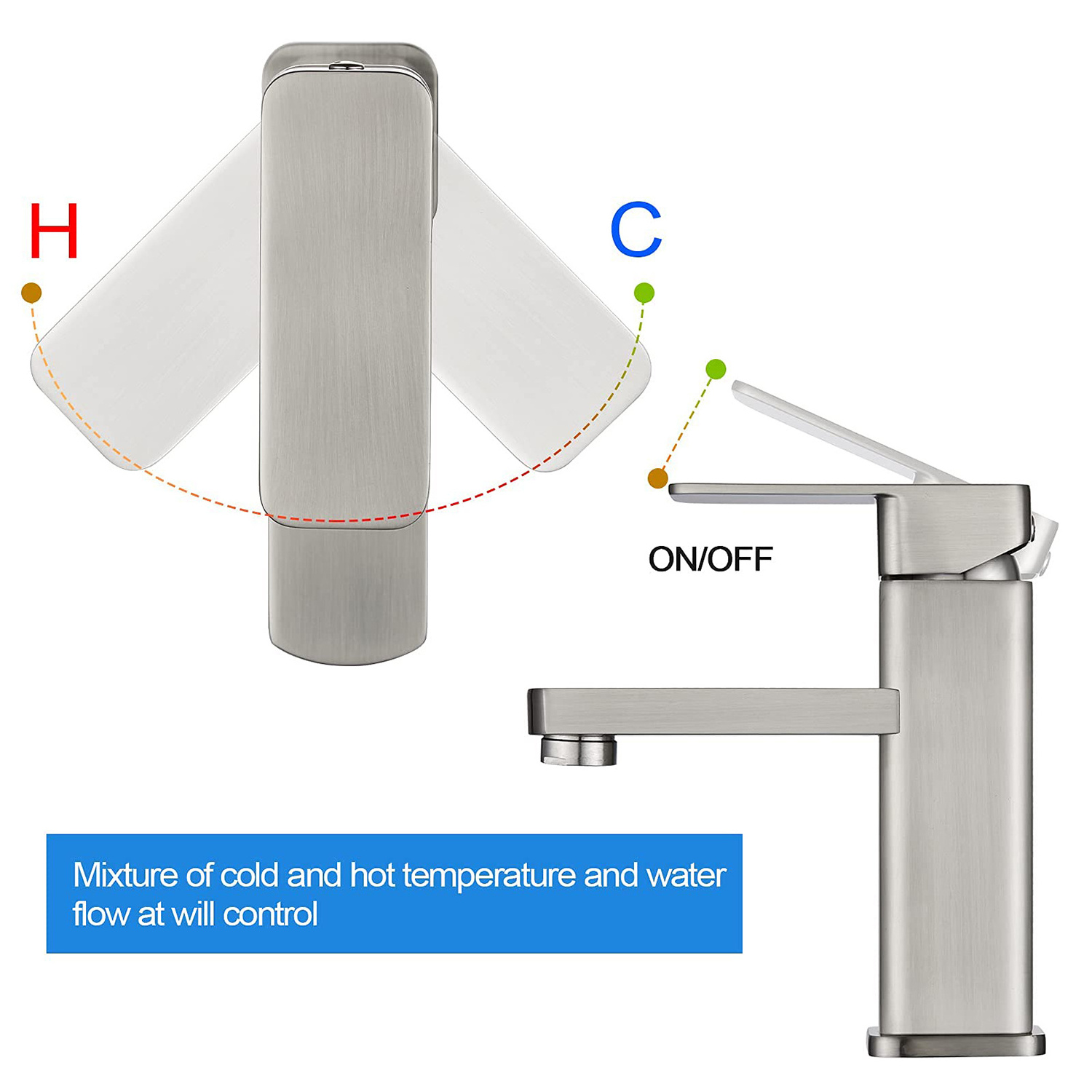 Modern Design Bathroom Faucet Nickel Brushed Surface Single Hole Bathroom Sink Faucet In Stock