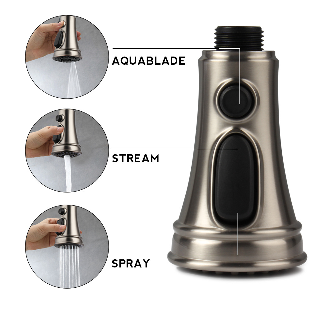 USA Stock Brushed Nickel Kitchen Faucet Sprayer Head Replacement 3 Function Kitchen Tap Spray Spout Part