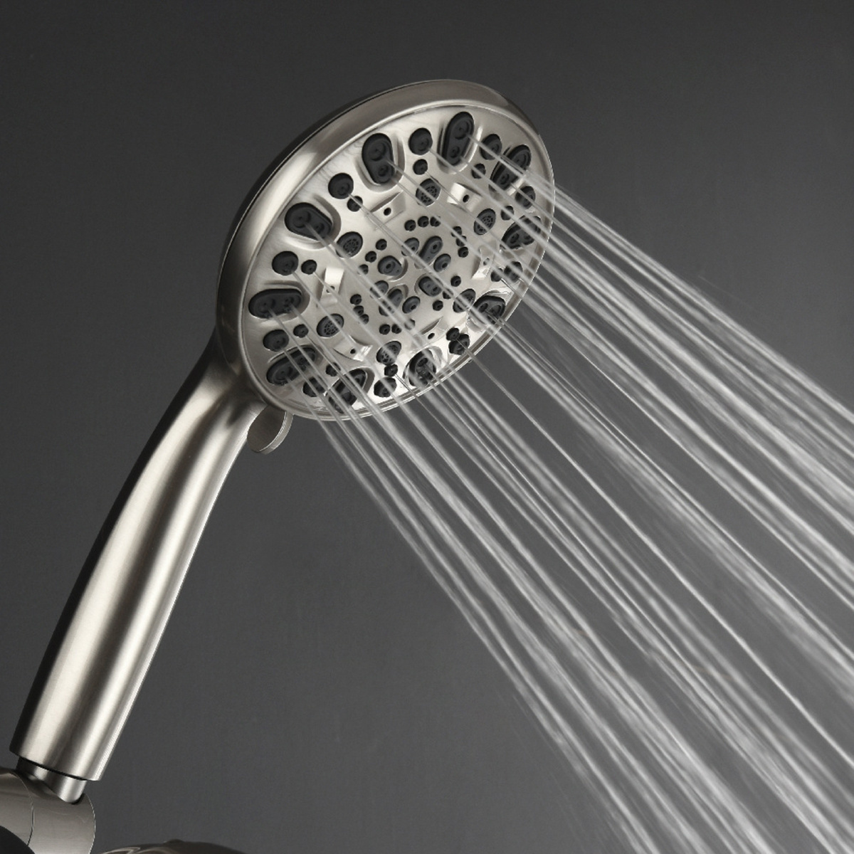 High Pressure Brushed Nickel Handheld Shower Head 7-Spray Setting Showerhead Kit