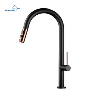 Aquacubic High End American Cupc Certified tap rose gold Pull Down Sprayer black Kitchen Faucet