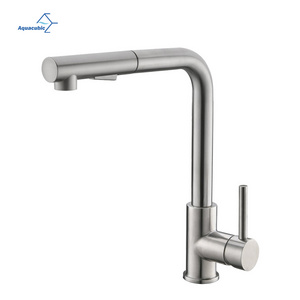 cUPC hot selling single handle brushed stainless steel pull-down kitchen sink tap taps mixer faucets with pull down sprayer