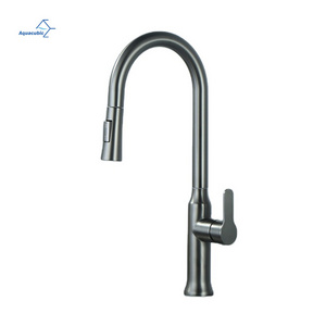 Fashion Pull Down  Water Tap Silicone Sprayer Sink Faucets Pull Out gunmetal gray Kitchen Faucet