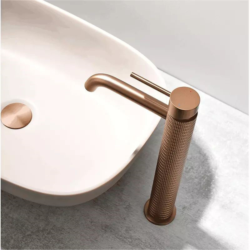 Knurling Design Tall Basin Faucet Italy Design Bathroom Faucet Hot Cold Water Gold Color Basin Brass Faucet