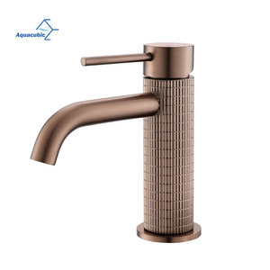 Health 62# Brass Ltaly Designer Luxury Knurled rose gold Basin Taps Single Hole Mixer Hotel Bathroom Basin Faucets