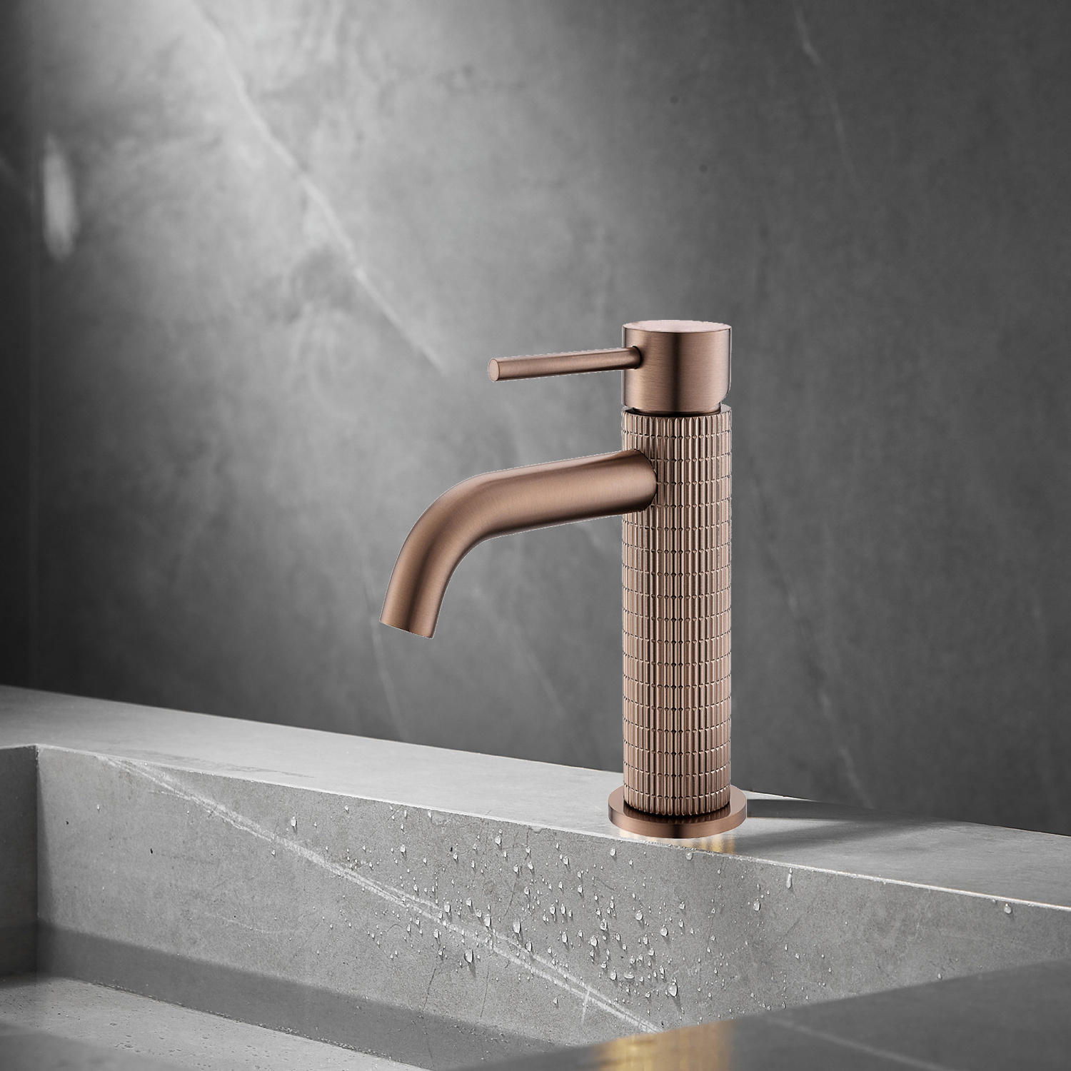 Health 62# Brass Ltaly Designer Luxury Knurled rose gold Basin Taps Single Hole Mixer Hotel Bathroom Basin Faucets