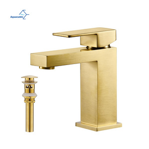 Brass Single Hole Bathroom Faucet Modern Bathroom Sink Faucet Single Handle Vanity Faucet with Pop Up Drain