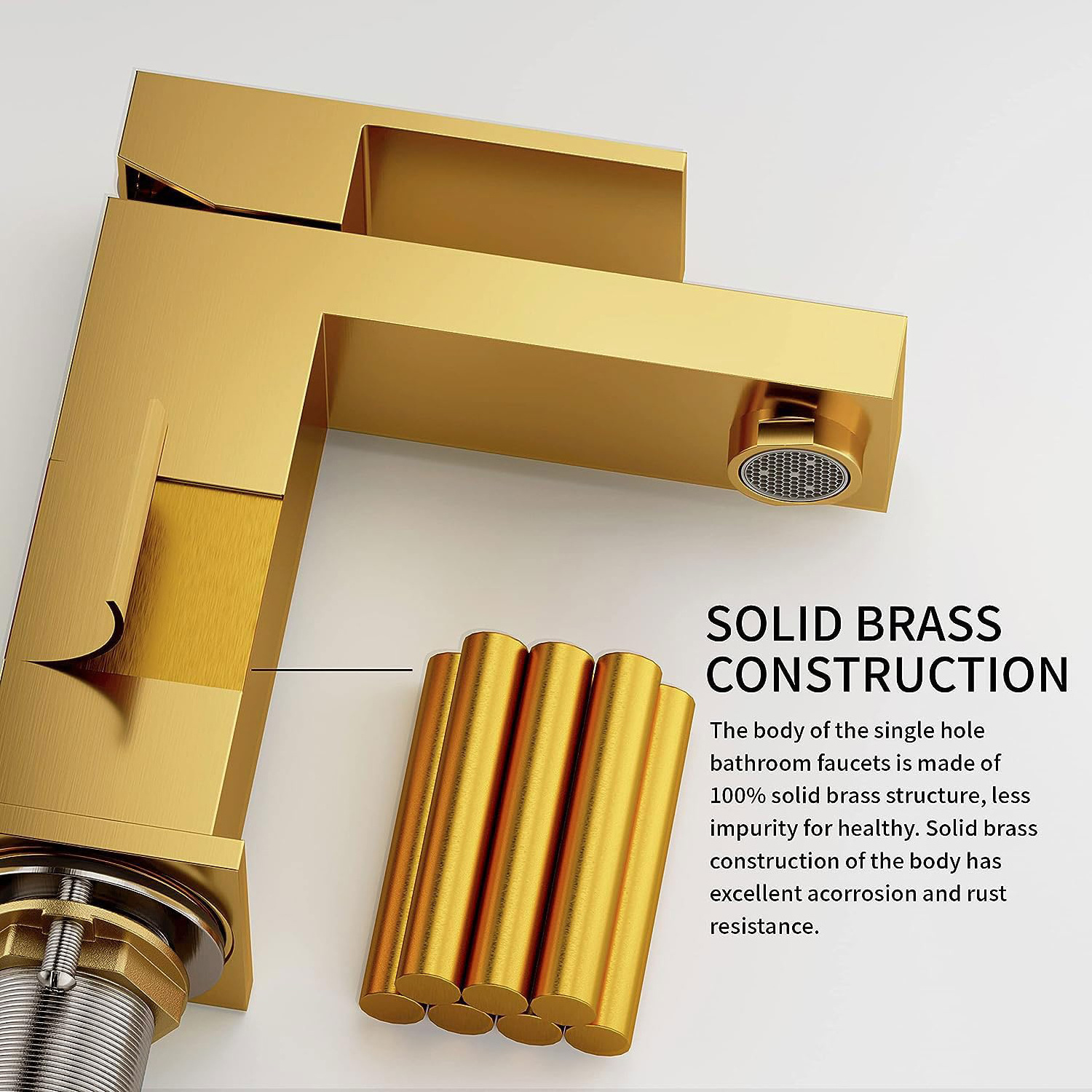 Brass Single Hole Bathroom Faucet Modern Bathroom Sink Faucet Single Handle Vanity Faucet with Pop Up Drain