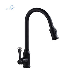 Modern High Arc Single Handle Black Kitchen Utility RV Bar Sink Faucets with Deck Plate