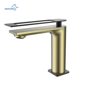 Luxury Design Brushed Gold Brass Bathroom Basin Sink Water Faucet