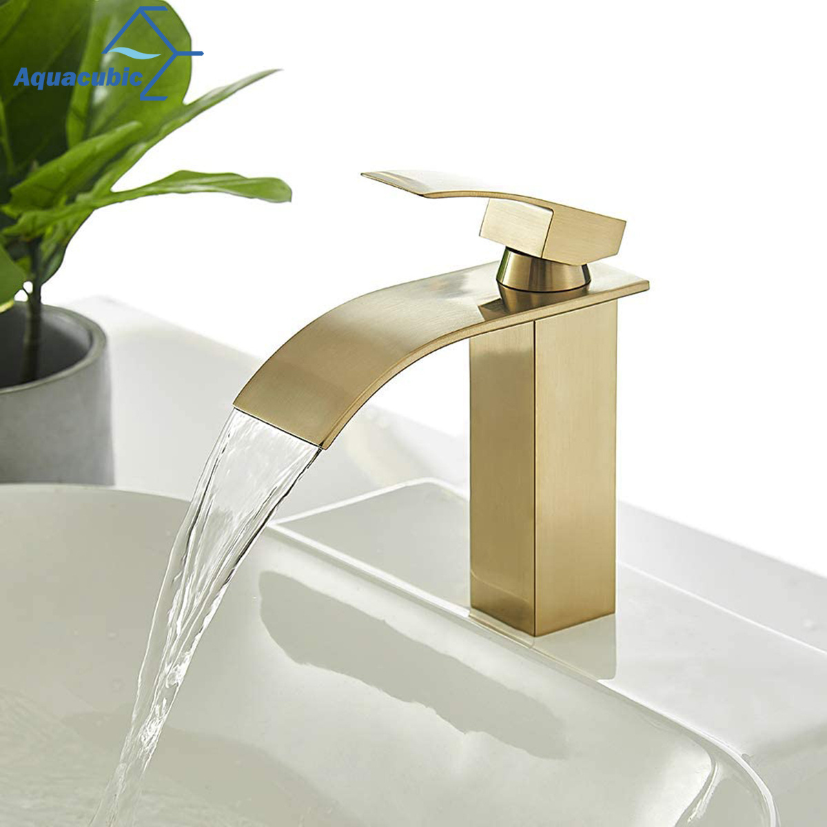 Basin Waterfall Faucet SUS304 Faucet Single Hole Cold & Hot Water Tap Lavatory Sink Mixer Tap